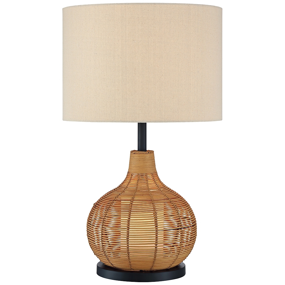 Lite Source Paige Woven Rattan Table Lamp with Night Light - Style # 87P72 - Image 0