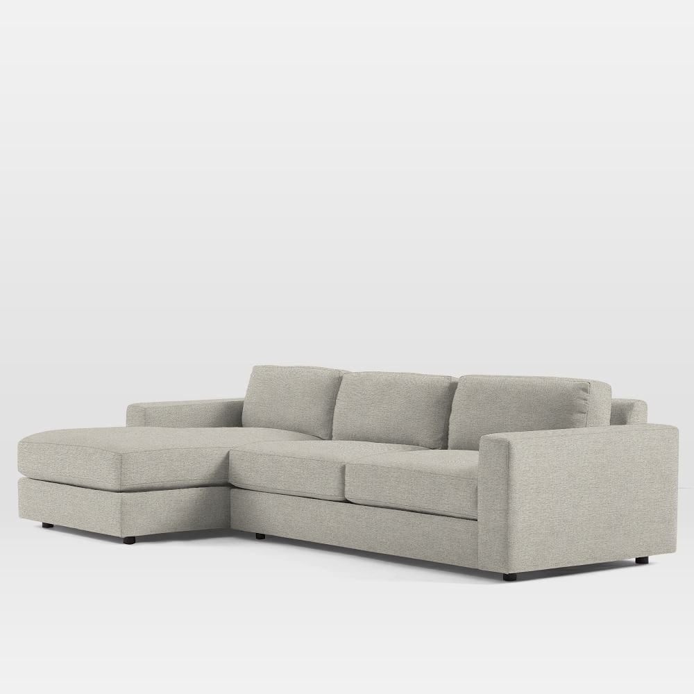 Urban 116" Left 2-Piece Chaise Sectional, Twill, Dove, Down Blend Fill - Image 0