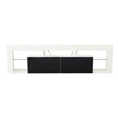 63"  Led Tv Stand,  Entertainment Center With Storage And Led Lights, Smart Modern Tv Cabinet For Living Room (white/black) - Image 0