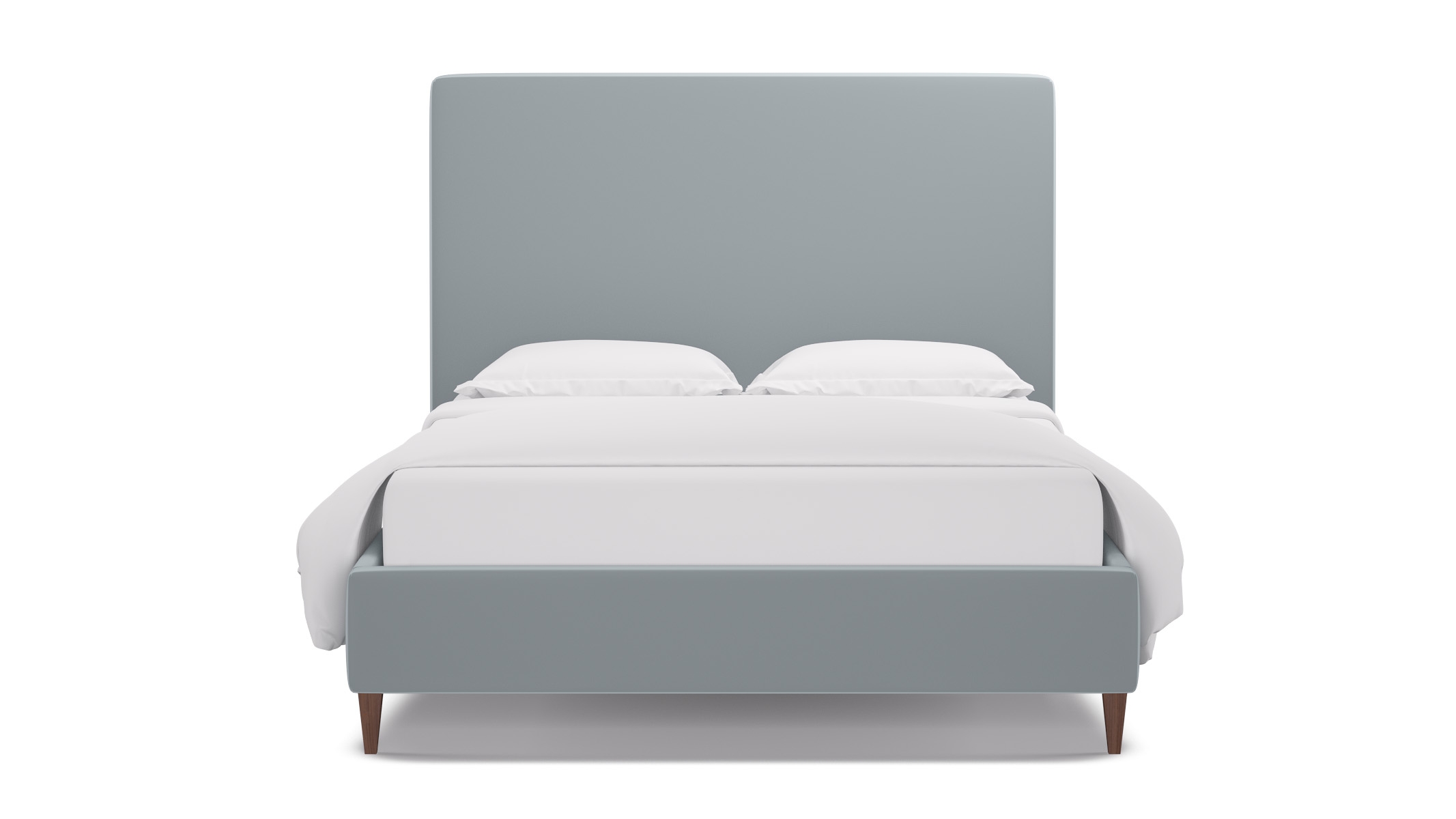 Classic Bed, Sterling Performance Velvet, Walnut Square Tapered Leg, Twin - Image 0