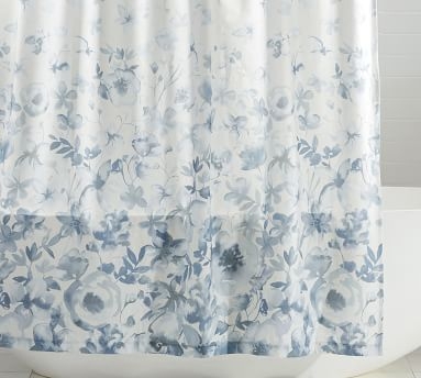 Blue Florence Floral Organic Shower Curtain, 72" - Image 2