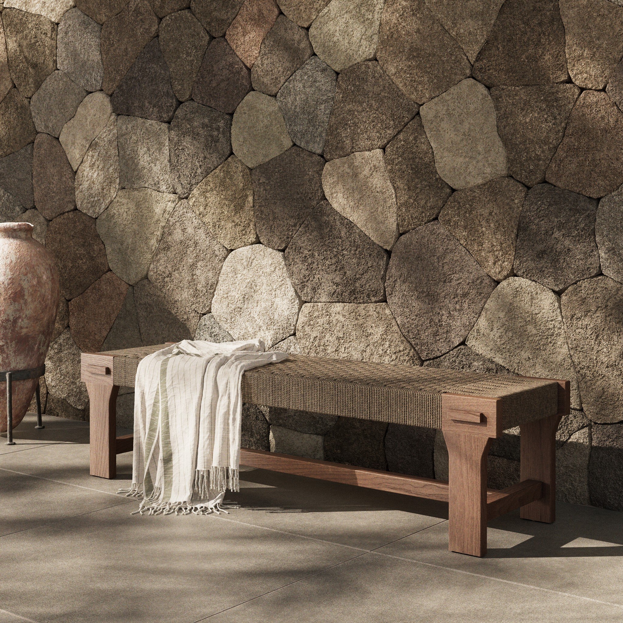 Moxie Outdoor Bench - Dark Textured Woven - Image 3