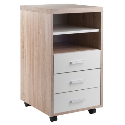 Mobile Storage Cabinet, 3 Drawers, 2 Shelves, Reclaimed Wood/White Finish - Image 0