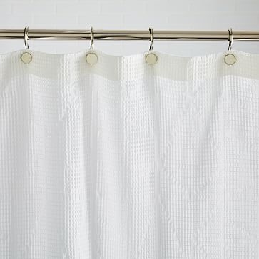 Organic Triangle Waffle Shower Curtain, White, 72"x74" - Image 2