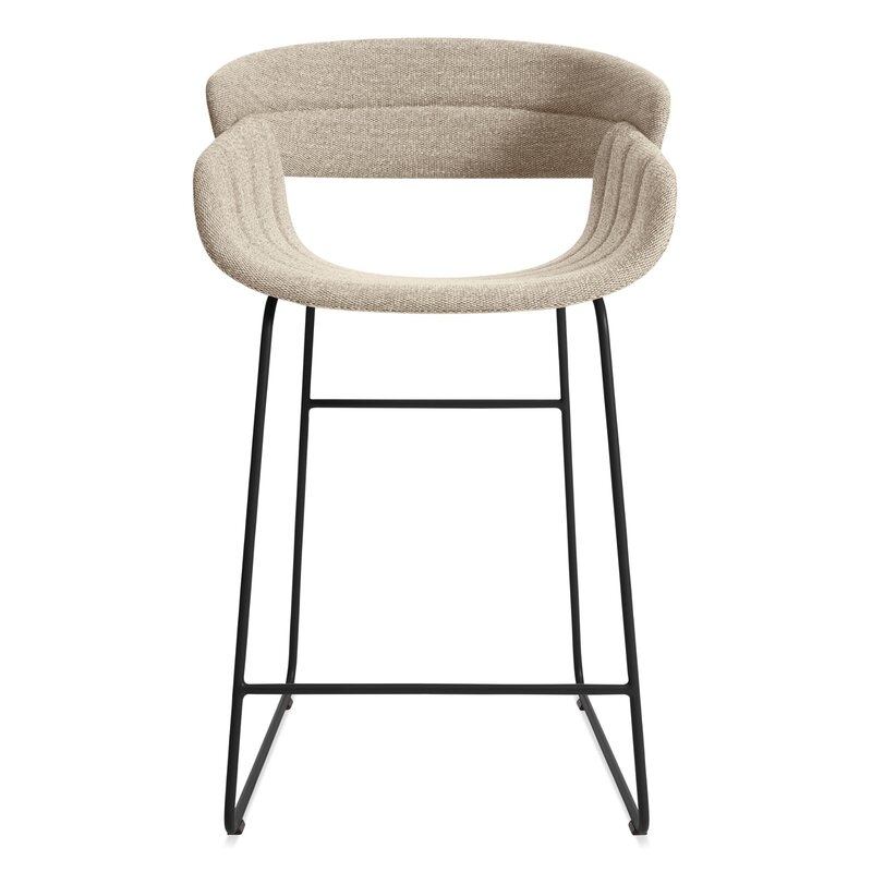 Blu Dot Racer Bar & Counter Stool Seat Height: Counter Stool (25" Seat Height), Color: Black, Upholstery: Stone - Image 0