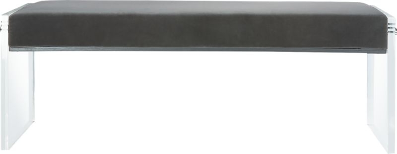 Acrylic Dark Grey Velvet Bench - Image 2