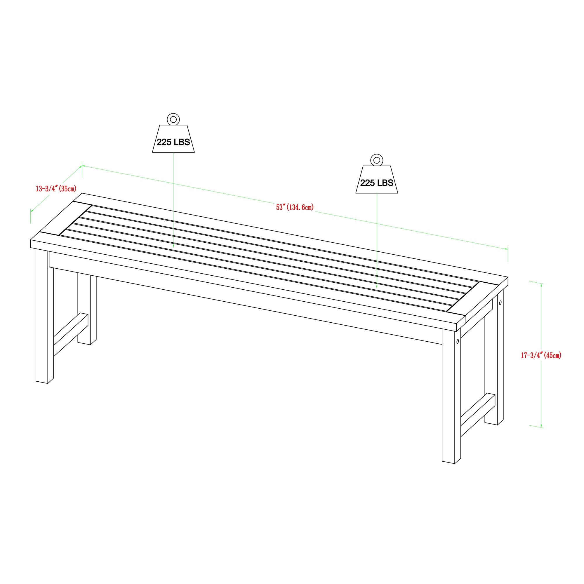 Acacia Wood Outdoor Patio Bench - Brown - Image 6