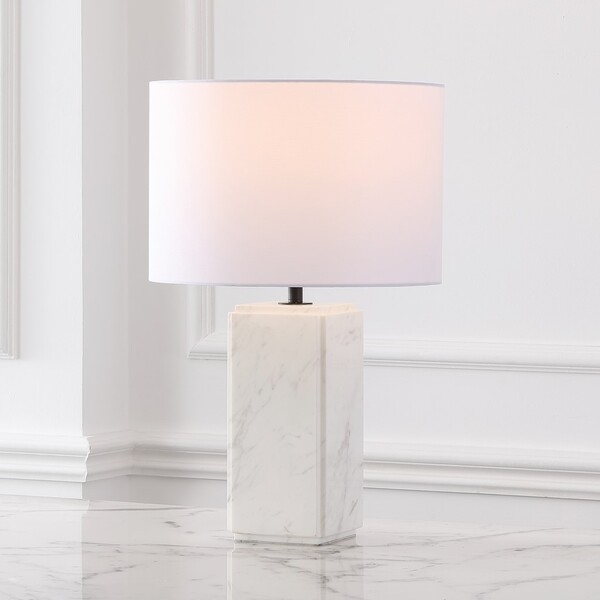 Safavieh Couture Zahra Marble Tall Table Lamp - White/White - Image 3