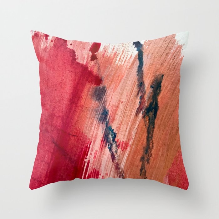 Blushing [2]: A Vibrant, Minimal Abstract In Pink, Red, And Blue Details Couch Throw Pillow by Alyssa Hamilton Art - Cover (24" x 24") with pillow insert - Indoor Pillow - Image 0