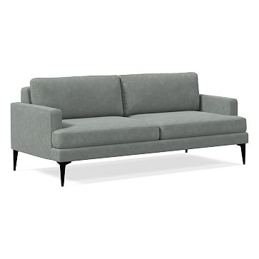 Andes Petite 76.5" Sofa, Poly, Distressed Velvet, Mineral Gray, Dark Pewter - Image 0