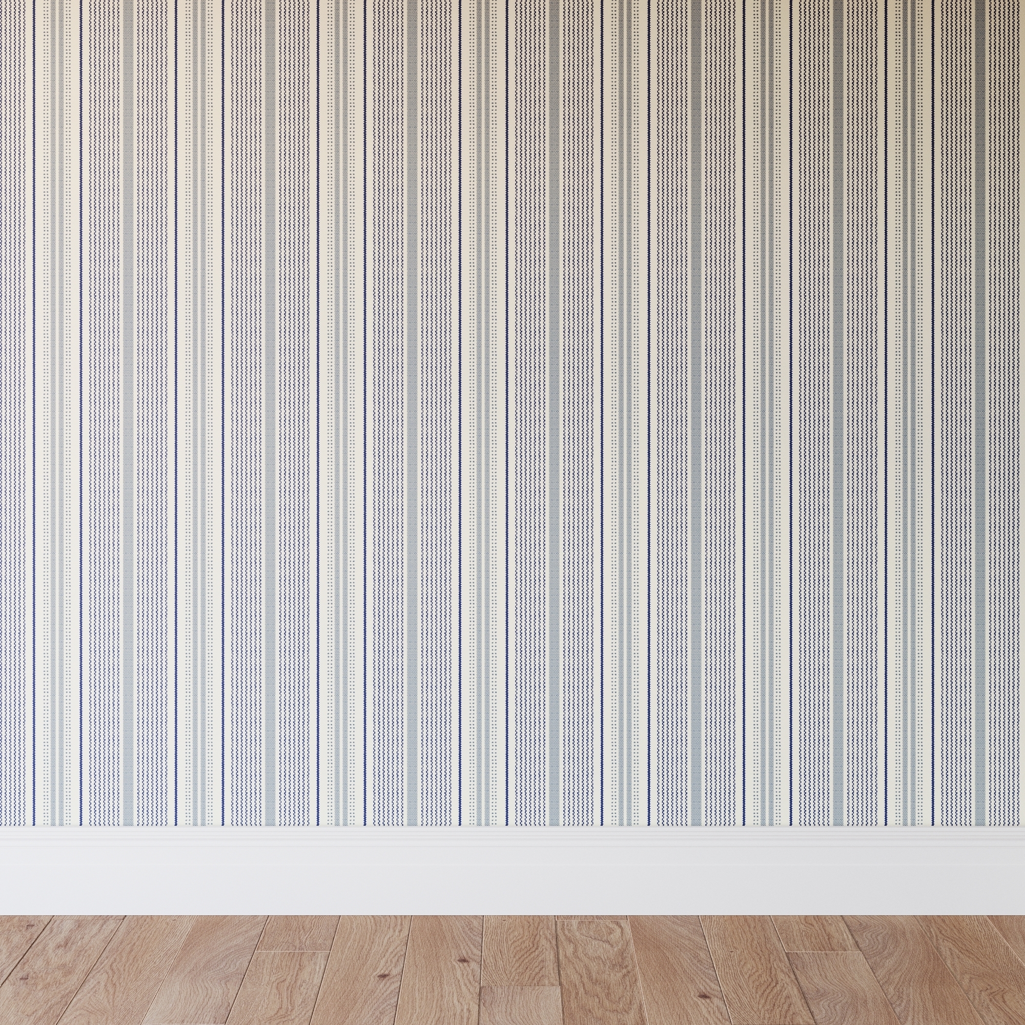 Traditional Wallpaper, Blue Newbury Stripe - Image 0