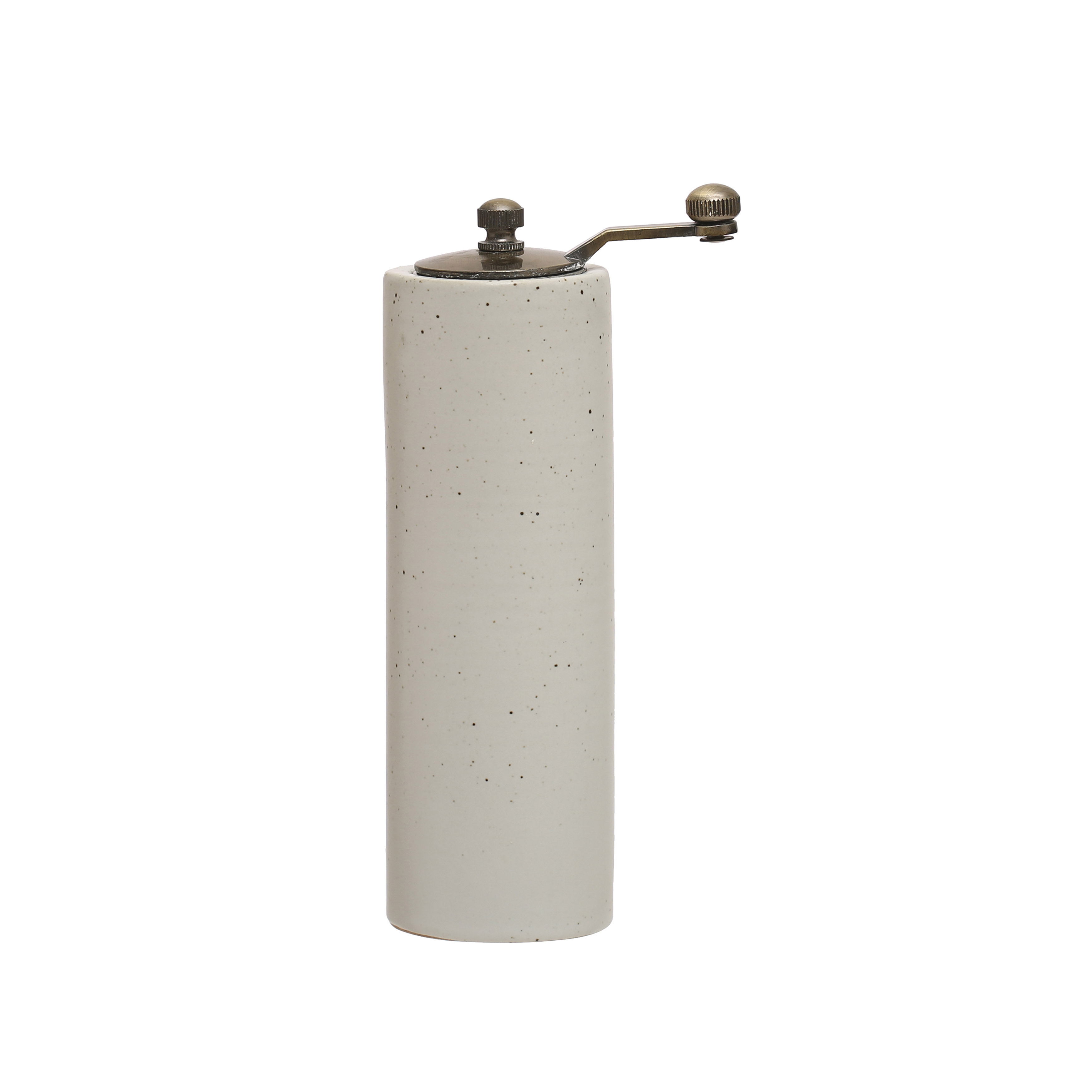 2.25 Inches Round Stoneware Salt and Pepper Grinder, White - Image 0