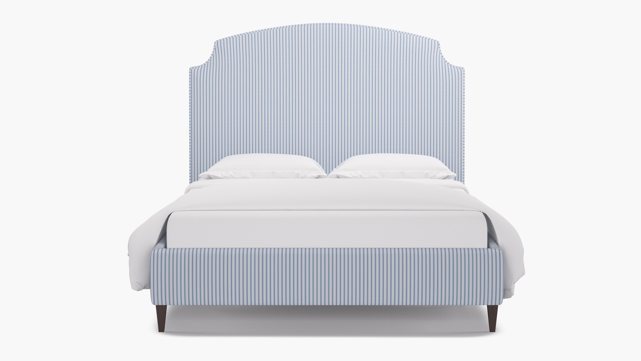 Cove Bed, Cornflower Classic Ticking Stripe, Espresso Square Tapered Leg, King - Image 0