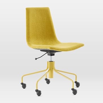 Modern Slope Upholstered Office Chair, Basketslub, Dark Horseradish - Image 0