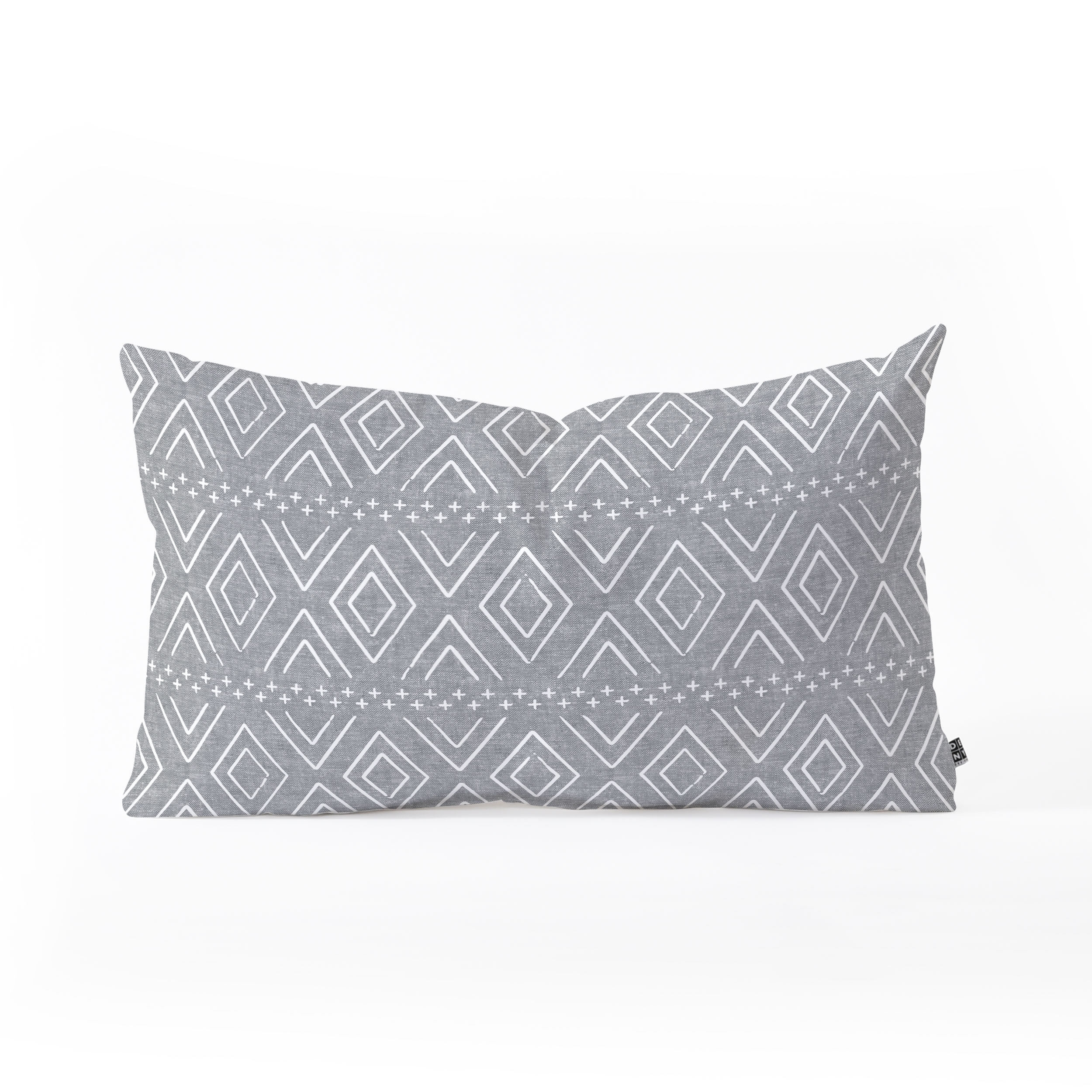 Farmhouse Diamonds Gray by Little Arrow Design Co - Oblong Throw Pillow 26" x 16" - Image 0