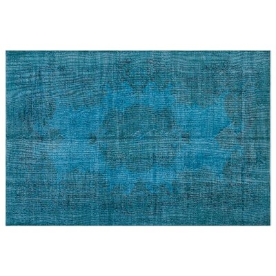 One-of-a-Kind Hand-Knotted 1960s Turkish Turquoise 6' x 9'1" Area Rug - Image 0