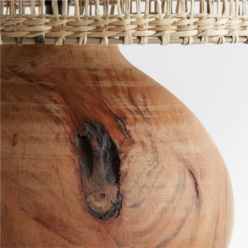 Wood Table Lamp with Woven Shade - Image 2
