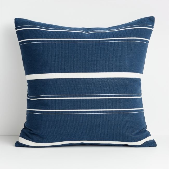 Lilane 23" Blue and White Pillow with Down-Alternative Insert - Image 0