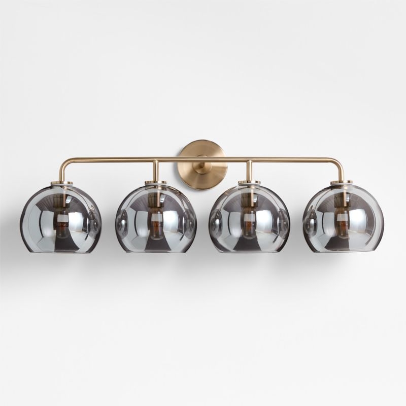 Arren Brass 4-Light Wall Sconce Light with Silver Glass Round Shade - Image 2
