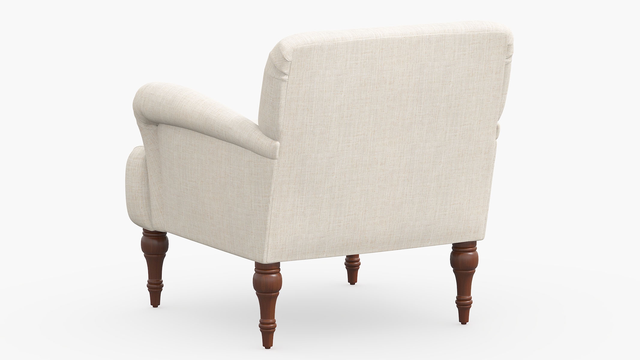 Traditional Accent Chair, Talc Everyday Linen, Espresso - Image 3