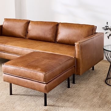 Axel 89" Reversible Sectional, Saddle Leather, Nut, Metal - Image 2