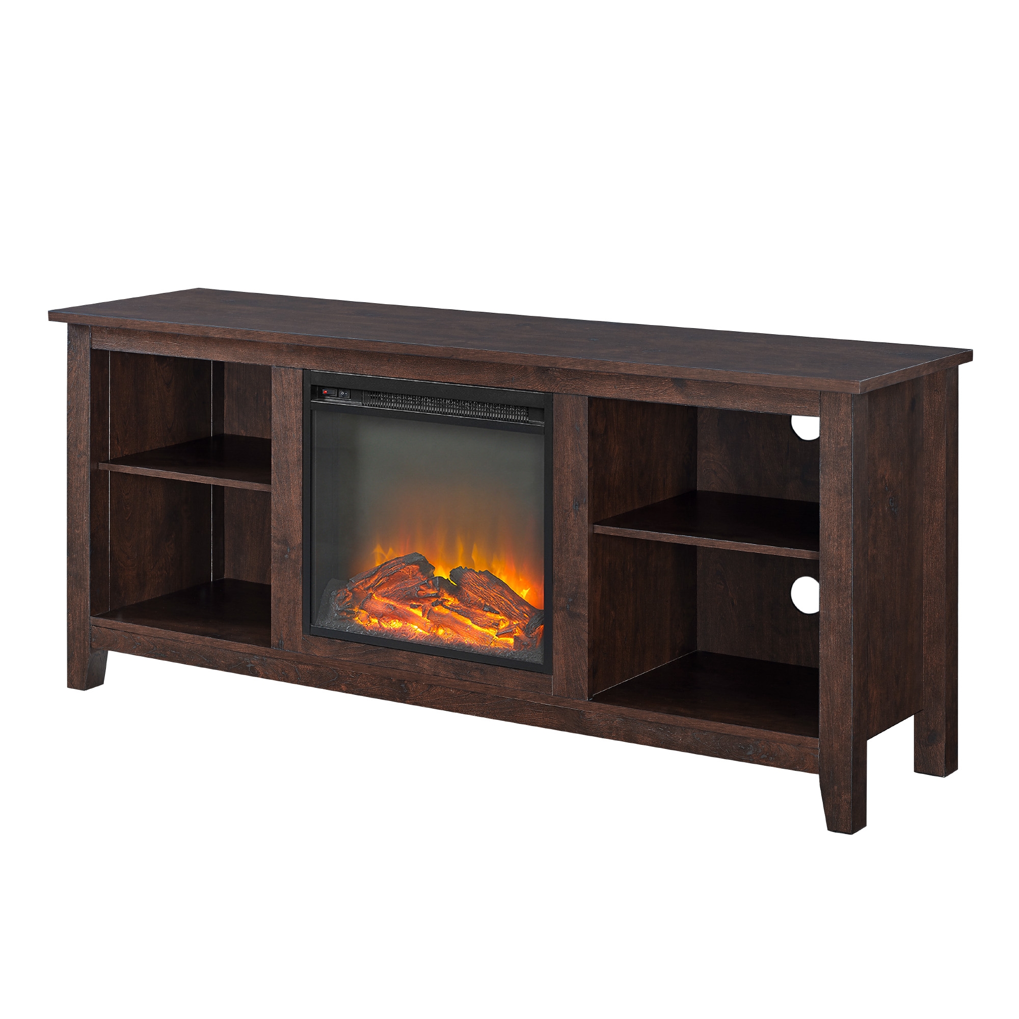 Essential 58" Traditional Rustic Farmhouse Electric Fireplace TV Stand - Brown - Image 2