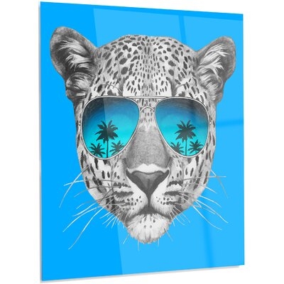 Animal Leopard with Mirror Sunglasses - Graphic Art Print - Image 0