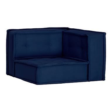 Cushy Lounge Corner Chair, Faux Suede Navy, QS EXEL - Image 0