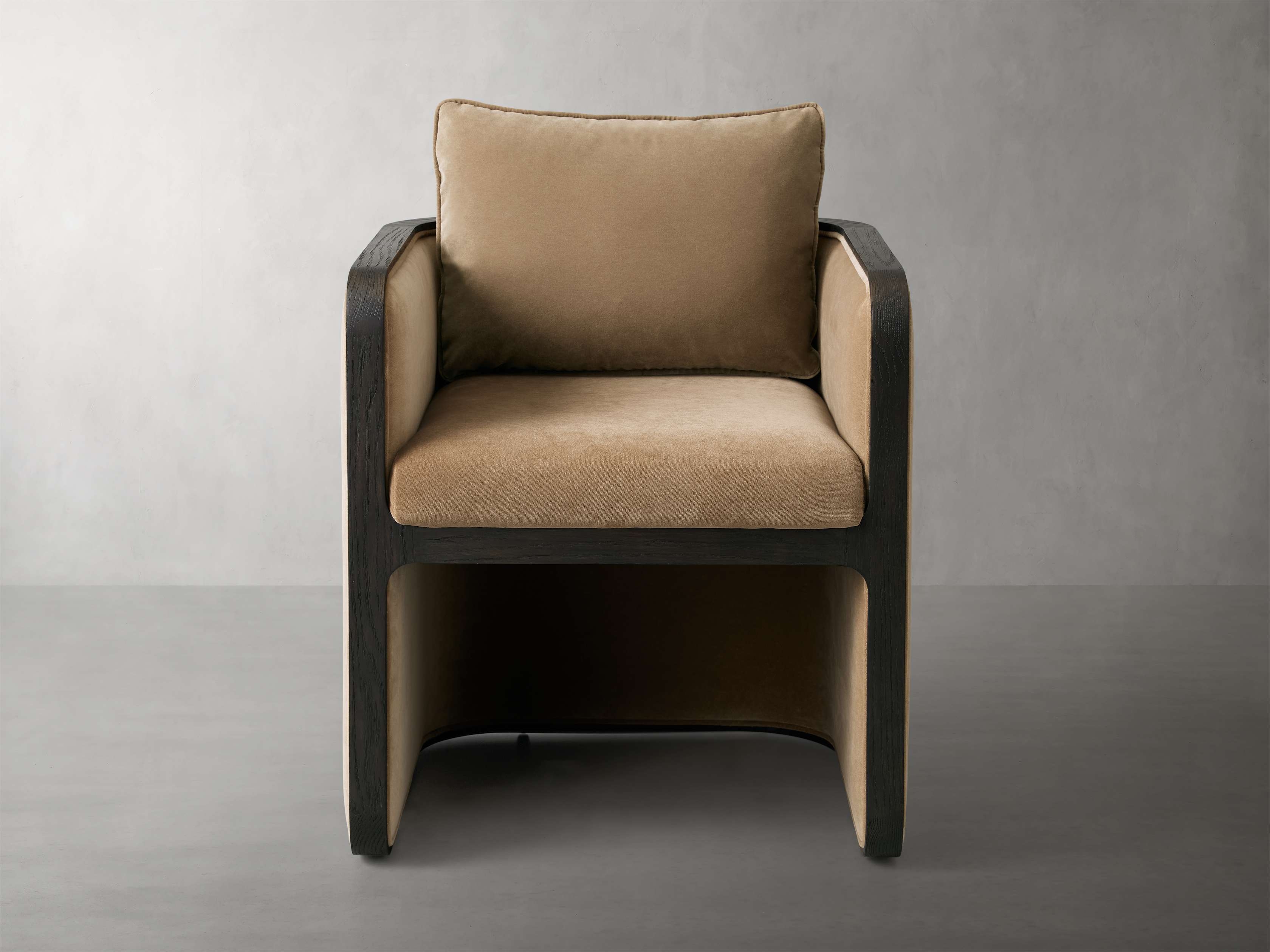 Dempsey Dining Chair in Ebony Upholstered Brown  Banks Taupe - Image 0