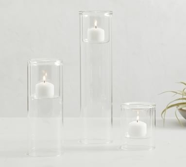 Floating Glass Pillar Holder, Clear, Set of 3, One Each - Small, Med, Large - Image 2