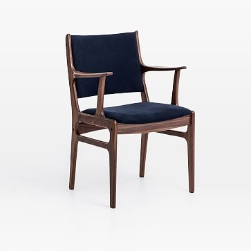 Coppice Upholstered Armchair, Canvas, Blue, Wood - Image 0