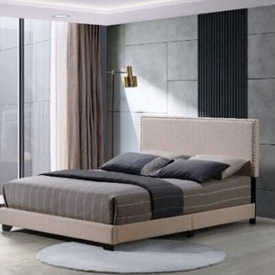 Queen Upholstered Low Profile Platform Bed - Image 0