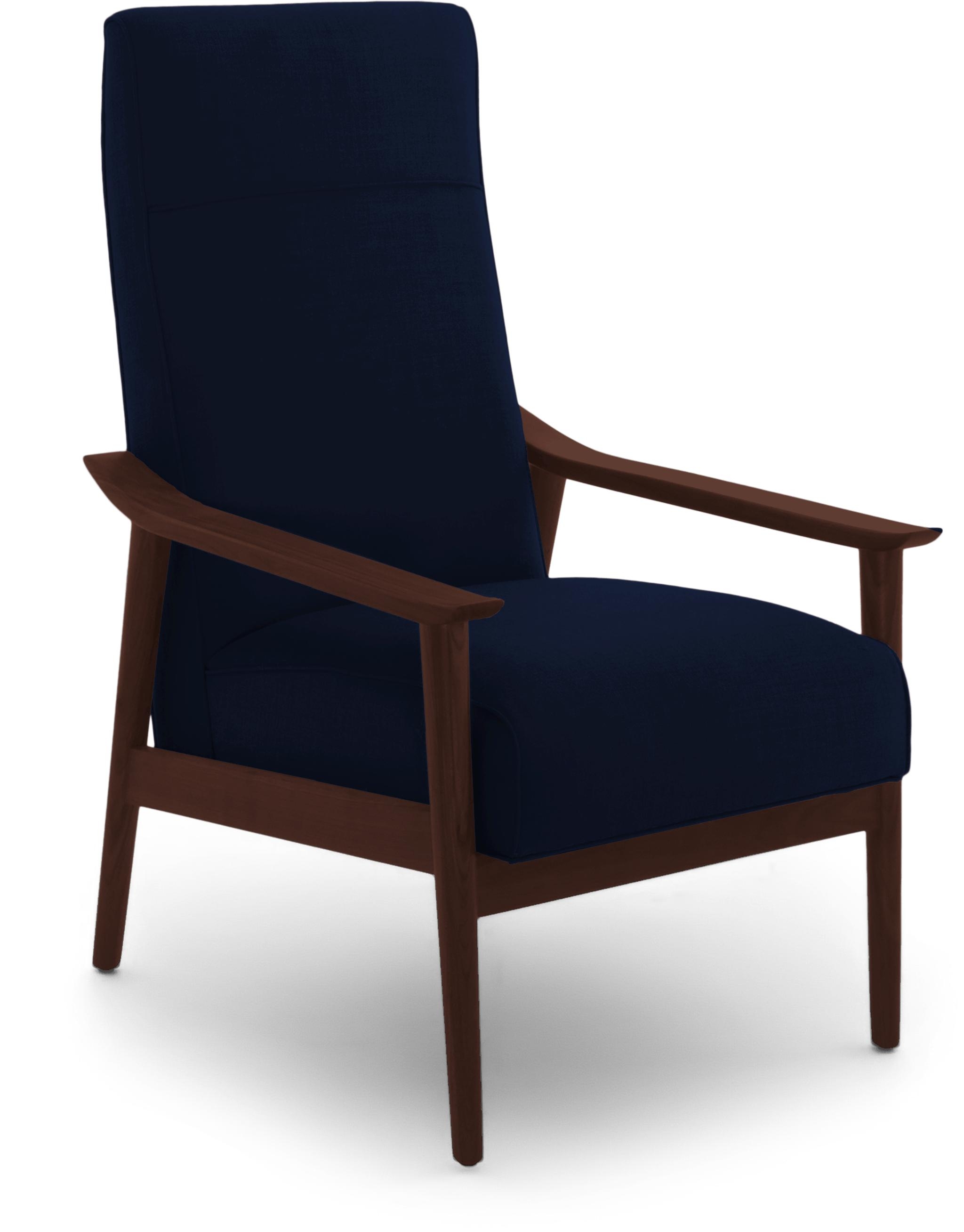 Blue McKinley Mid Century Modern Chair - Royale Cobalt - Walnut - Image 1