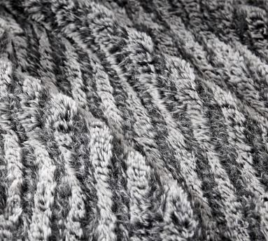 Knitted Faux Fur OS Throw, 60x80", Dark Gray - Image 1
