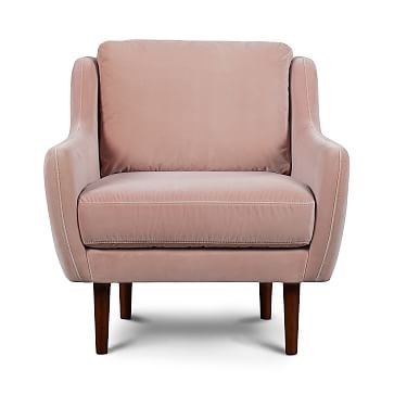 Rory Chair Pink Velvet Walnut - Image 3