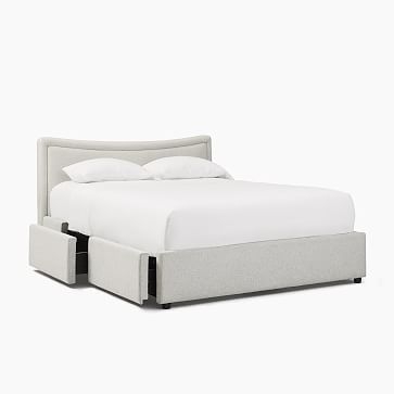 Myla No Tufting, Side Storage Bed, Queen, Chenille Tweed, Silver, No-Show Leg - Image 2