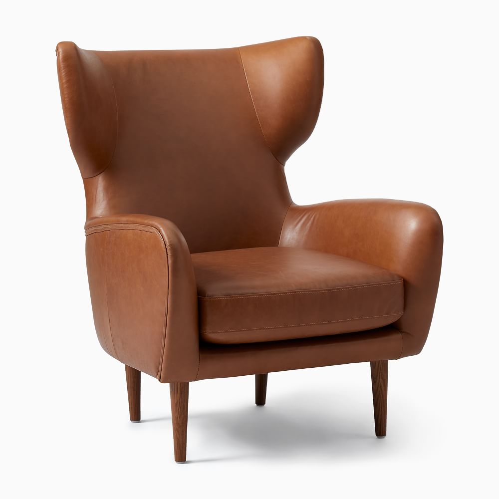 Lucia Chair, Poly, Saddle Leather, Nut, Cool Walnut - Image 0