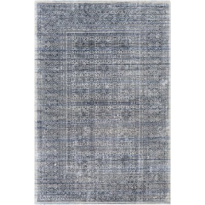 Bolton Oriental Hand-Knotted Navy/Charcoal Area Rug - Image 0