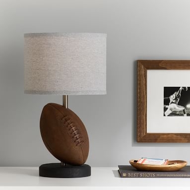 Football Table Lamp with USB, Brown - Image 1