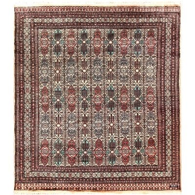 One-of-a-Kind Dayveion Hand-Knotted New Age Caucasian Red 6'8" x 7'7" Area Rug - Image 0