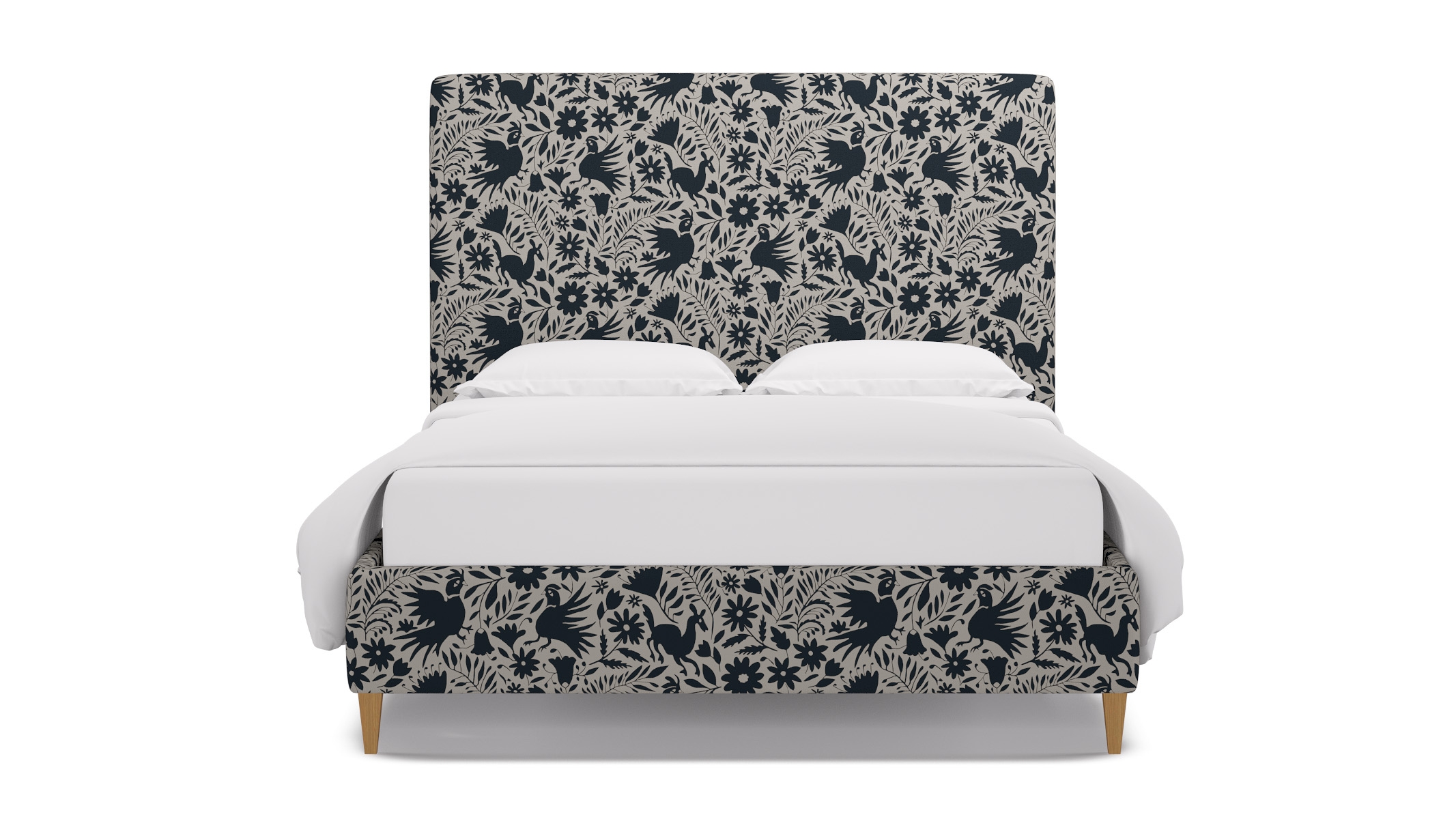 Classic Bed, Ink Frida, Natural Square Tapered Leg, Queen - Image 0