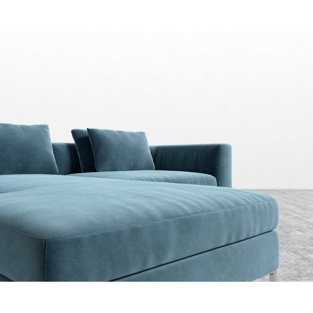 Rove Concepts Antonio Modern Classic Solstice Blue Velvet 2 Piece Sectional Sofa - Image 2