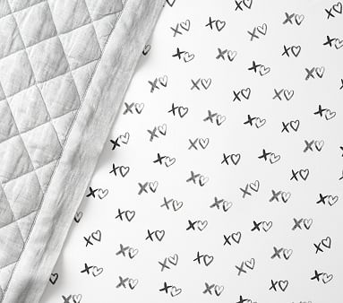 Organic Xo Fitted Crib Sheet, Black/White - Image 2