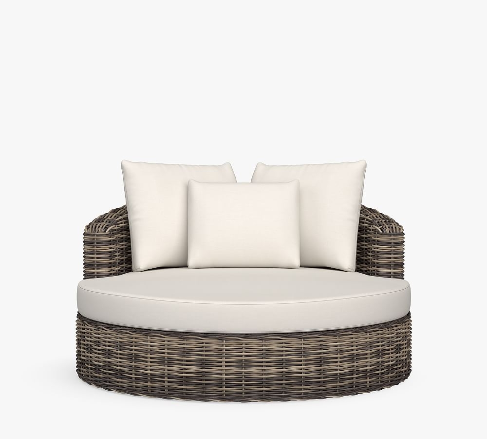 Huntington All-Weather Wicker Round Swivel Daybed with Cushion, Gray - Image 0