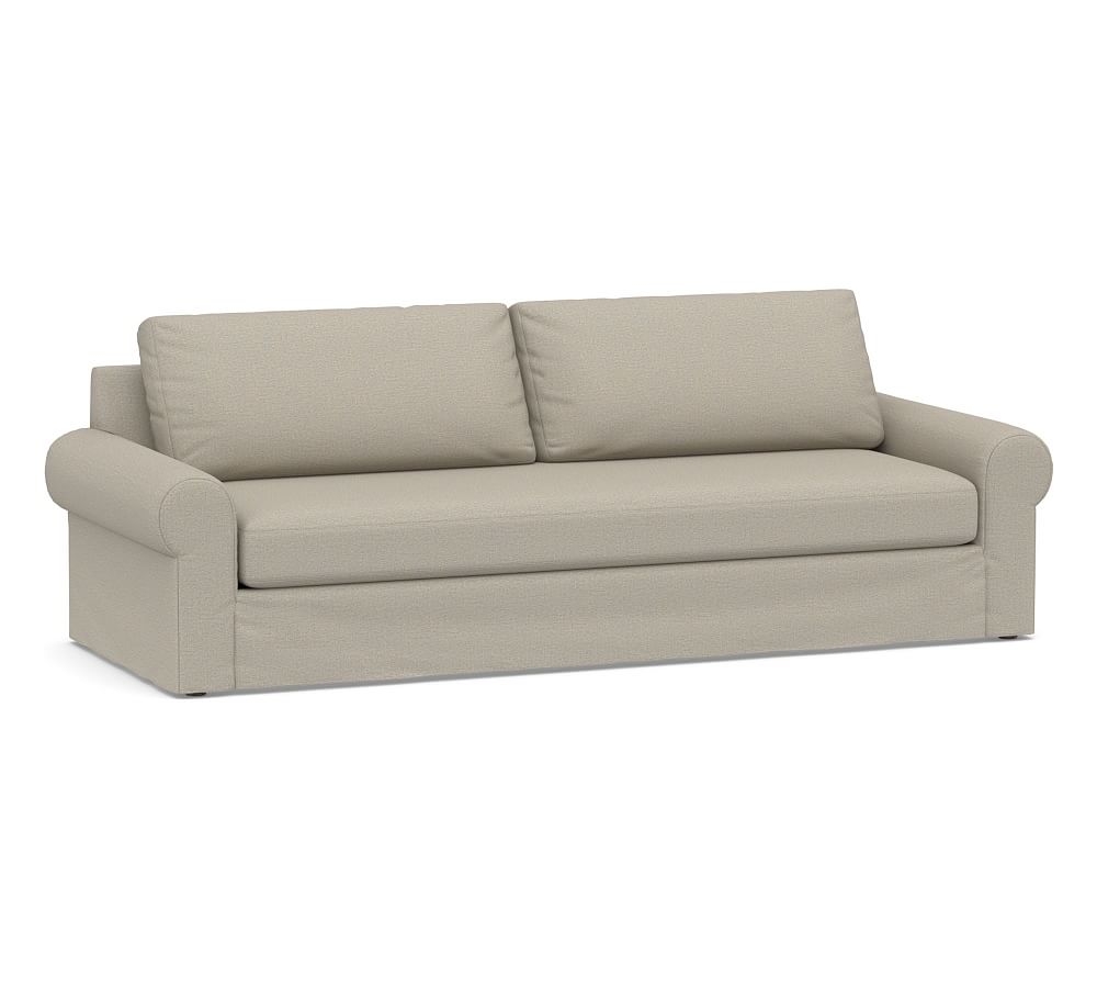Big Sur Roll Arm Slipcovered Grand Sofa 2X1, Down Blend Wrapped Cushions, Performance Boucle Fog - Image 0