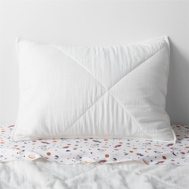 Supersoft Pampas Ivory Cotton Gauze Kids Quilted Pillow Sham - Image 0