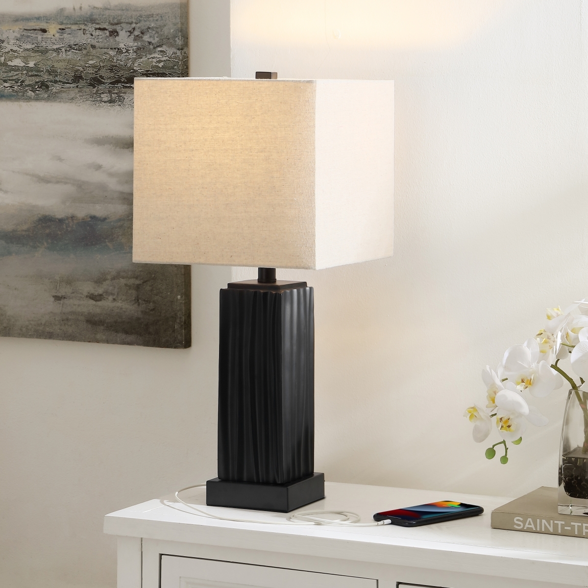 Park 22" Table Lamp W/ Usb - Black - Safavieh - Image 3