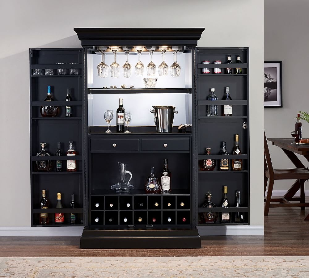 Melinda 43" Bar Cabinet, Black - Image 0
