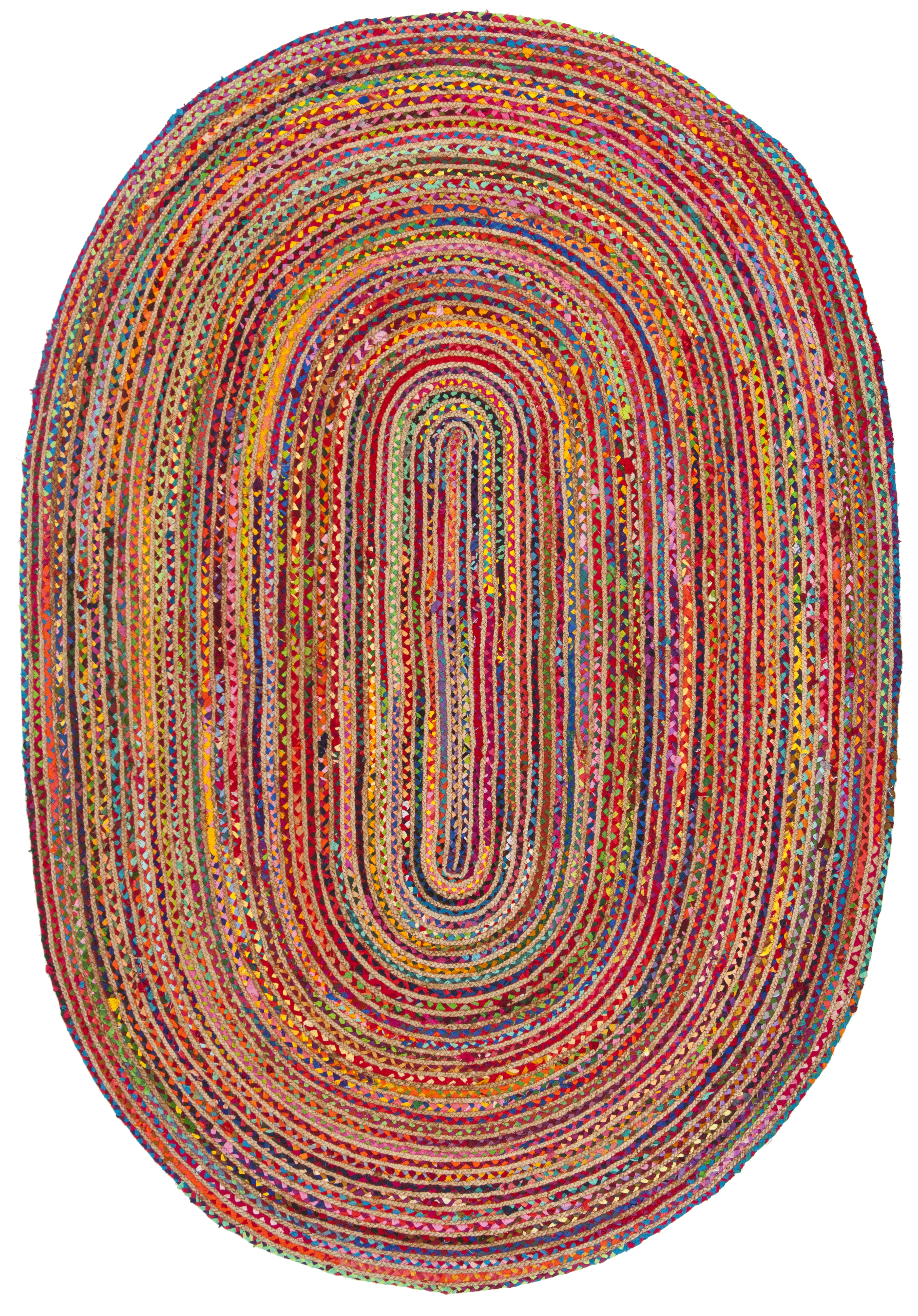 Arlo Home Hand Woven Area Rug, CAP202A, Red/Multi,  4' X 6' Oval - Image 0