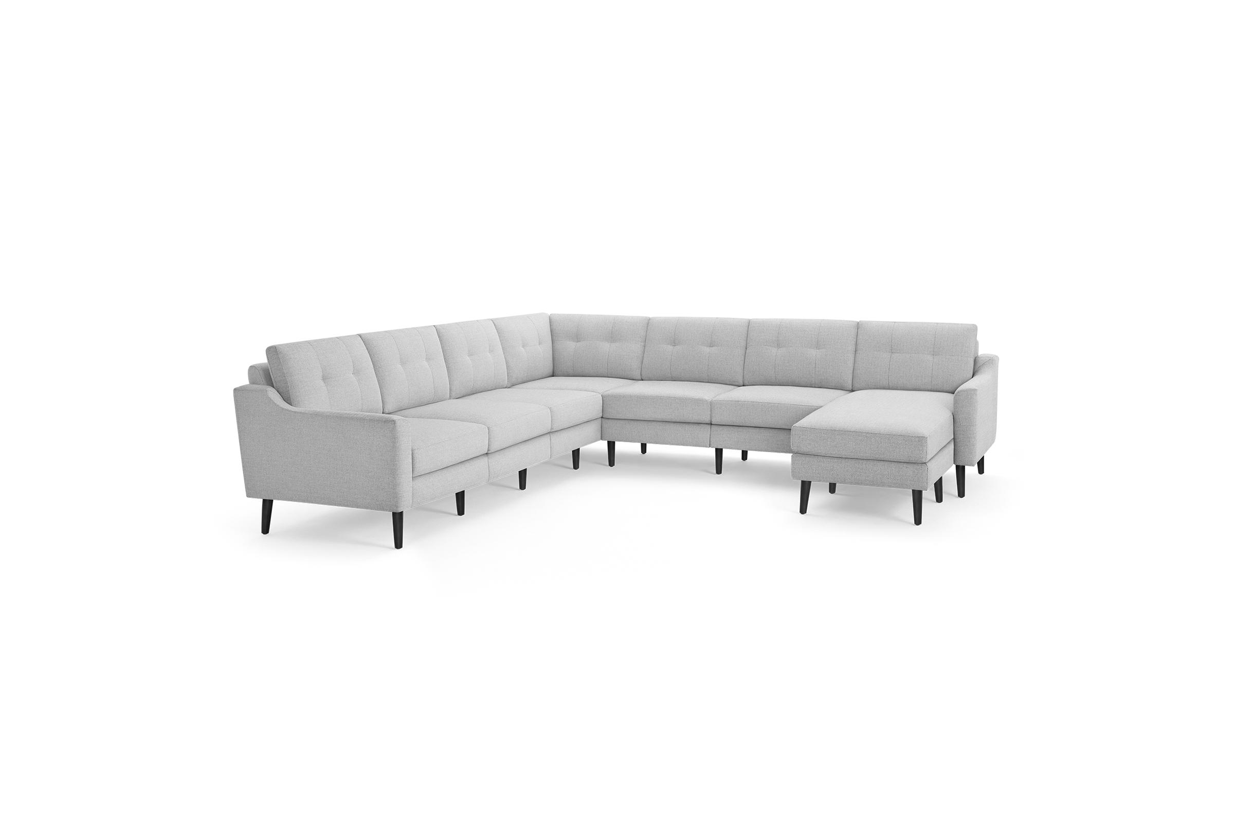 Nomad 7-Seat Corner Sectional with Chaise - Crushed Gravel - Performance Chenille / Ebony - Wood / Slope - Image 0